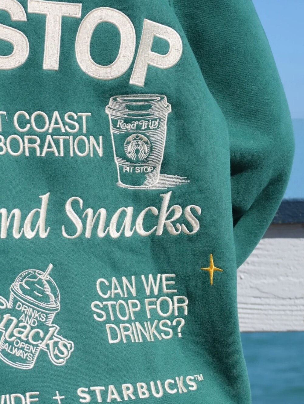 Starbucks Green Graphic Hoodie with White Prints - Picture 8 of 8